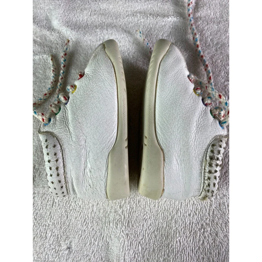 Vintage 1994 Playskool Baby Toddler Shoes Size 3 White Leather Earth Globe Laces